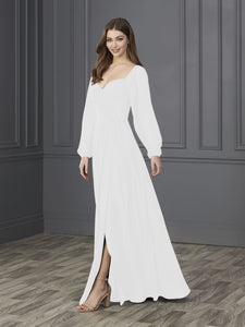 Chiffon Sweetheart Neckline A-Line Gown In Ivory