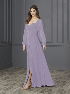Chiffon Sweetheart Neckline A-Line Gown In Lilac