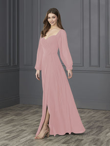 Chiffon Sweetheart Neckline A-Line Gown In Prima Pink
