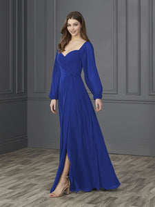 Chiffon Sweetheart Neckline A-Line Gown In Royal