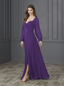 Chiffon Sweetheart Neckline A-Line Gown In Royal Purple