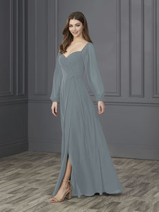 Chiffon Sweetheart Neckline A-Line Gown In Slate