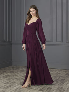 Chiffon Sweetheart Neckline A-Line Gown In Sangria