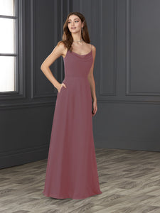 Chiffon Cowl Neckline A-Line Gown In Romance