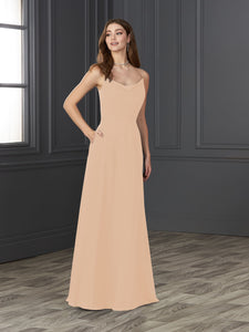 Chiffon Cowl Neckline A-Line Gown In Blush Pink