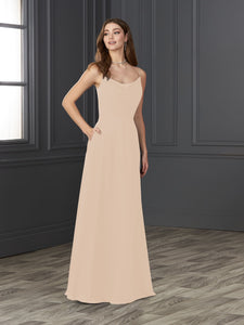 Chiffon Cowl Neckline A-Line Gown In Rose Water