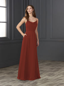 Chiffon Cowl Neckline A-Line Gown In Autumn