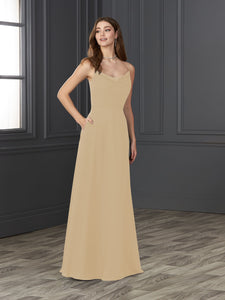 Chiffon Cowl Neckline A-Line Gown In Champagne