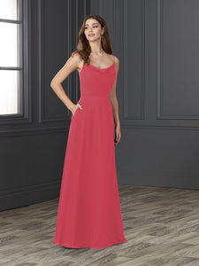 Chiffon Cowl Neckline A-Line Gown In Lipstick