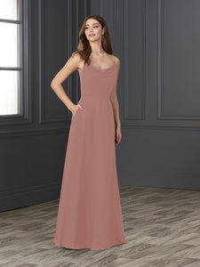 Chiffon Cowl Neckline A-Line Gown In Mauve