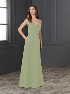 Chiffon Cowl Neckline A-Line Gown In Meadow