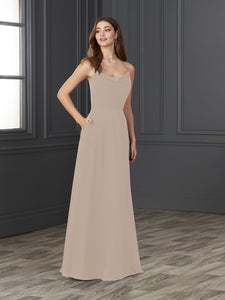 Chiffon Cowl Neckline A-Line Gown In Morganite