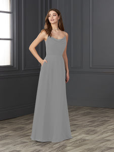 Chiffon Cowl Neckline A-Line Gown In Platinum