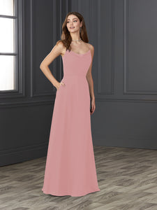 Chiffon Cowl Neckline A-Line Gown In Prima Pink