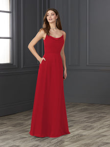 Chiffon Cowl Neckline A-Line Gown In Red