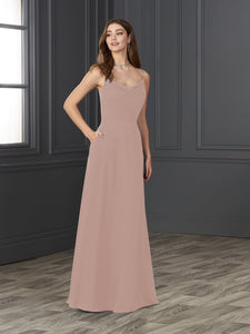 Chiffon Cowl Neckline A-Line Gown In Rose