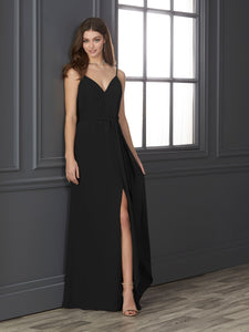 Chiffon Sweetheart Neckline Fit-And-Flare Gown In Black