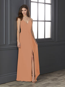 Chiffon Sweetheart Neckline Fit-And-Flare Gown In Cantaloupe