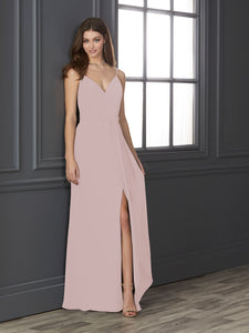 Chiffon Sweetheart Neckline Fit-And-Flare Gown In Frost Rose