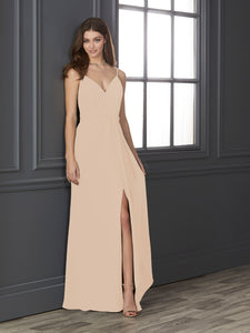 Chiffon Sweetheart Neckline Fit-And-Flare Gown In Rose Water