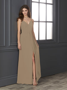 Chiffon Sweetheart Neckline Fit-And-Flare Gown In Truffle