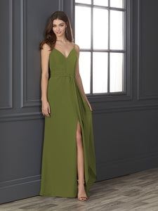 Chiffon Sweetheart Neckline Fit-And-Flare Gown In Artichoke