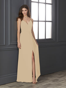Chiffon Sweetheart Neckline Fit-And-Flare Gown In Champagne