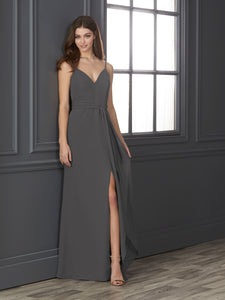 Chiffon Sweetheart Neckline Fit-And-Flare Gown In Charcoal
