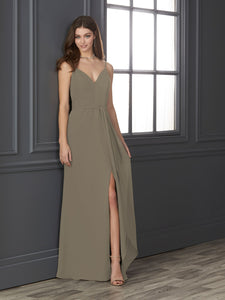 Chiffon Sweetheart Neckline Fit-And-Flare Gown In Mink