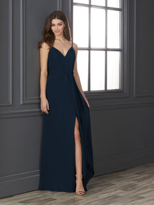 Chiffon Sweetheart Neckline Fit-And-Flare Gown In Navy
