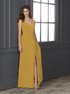Chiffon Sweetheart Neckline Fit-And-Flare Gown In Ochre