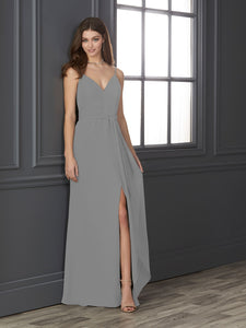 Chiffon Sweetheart Neckline Fit-And-Flare Gown In Platinum