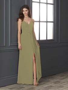 Chiffon Sweetheart Neckline Fit-And-Flare Gown In Sage