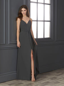 Chiffon Sweetheart Neckline Fit-And-Flare Gown In Smoke