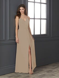 Chiffon Sweetheart Neckline Fit-And-Flare Gown In Taupe
