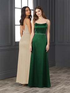 Hand-Beaded Crystal Satin Fit-And-Flare Gown In Hunter Green