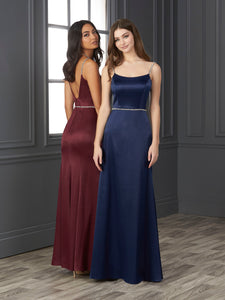 Hand-Beaded Crystal Satin Fit-And-Flare Gown In Navy