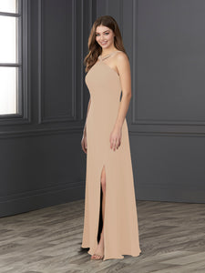 Chiffon And Tulle Halter A-Line Gown In Blush Pink