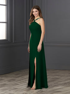 Chiffon And Tulle Halter A-Line Gown In Hunter Green
