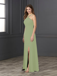 Chiffon And Tulle Halter A-Line Gown In Meadow