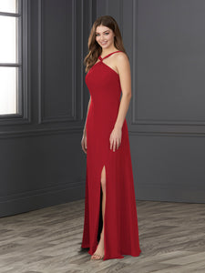 Chiffon And Tulle Halter A-Line Gown In Red