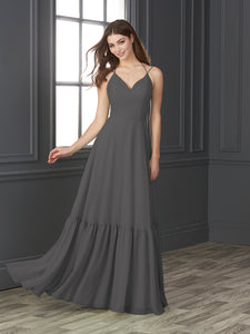 Chiffon Sweetheart Neckline A-Line Gown In Charcoal