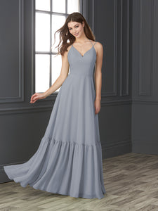 Chiffon Sweetheart Neckline A-Line Gown In Misty Blue