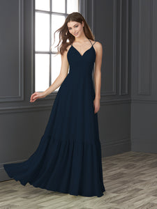 Chiffon Sweetheart Neckline A-Line Gown In Navy