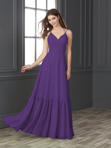 Chiffon Sweetheart Neckline A-Line Gown In Royal Purple