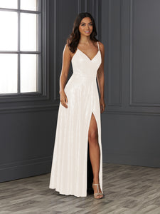 Hand-Sequined Surplice A-Line Gown In Ivory