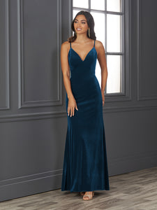 Velvet Sweetheart Fit-And-Flare Gown In Ocean Blue