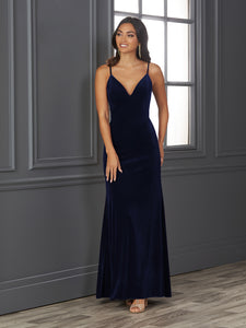 Velvet Sweetheart Fit-And-Flare Gown In Navy