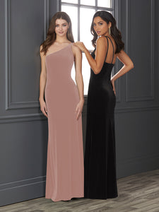 Velvet One-Should Fit-And-Flare Gown In Dusty Rose