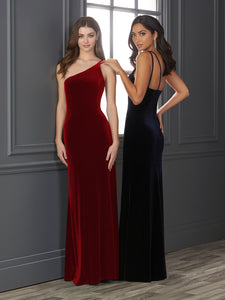 Velvet One-Should Fit-And-Flare Gown In Navy